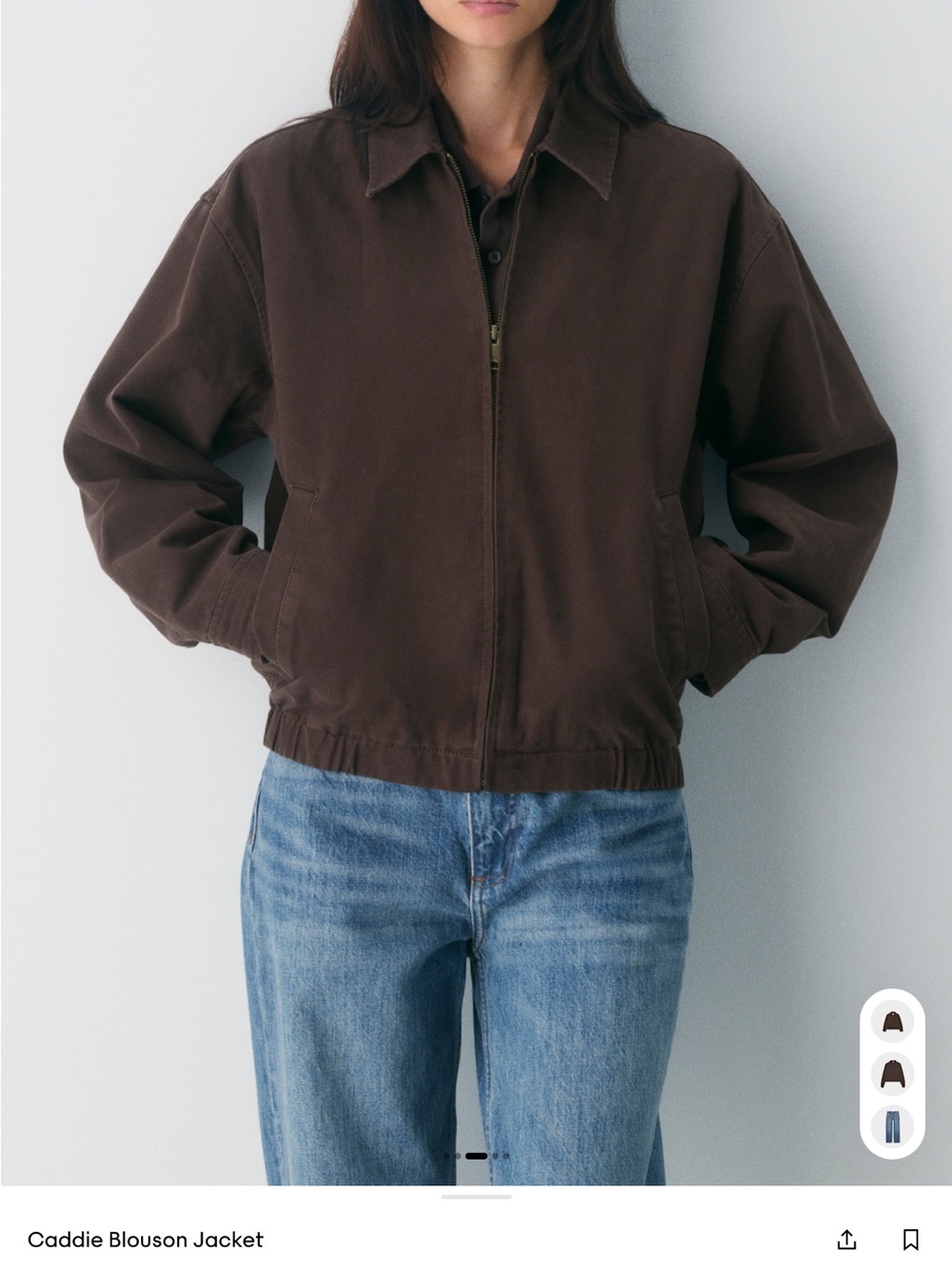 Aritzia TNA Brown Caddie Blouson Jacket